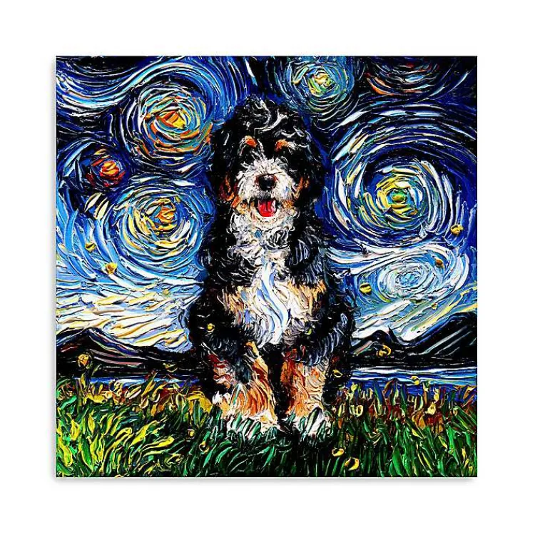 Kirklands Home Canvas Art|Aja Trier Bernadoodle Starry Night Canvas Print