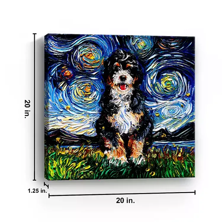 Kirklands Home Canvas Art|Aja Trier Bernadoodle Starry Night Canvas Print