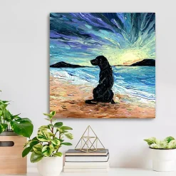 Kirklands Home Canvas Art|Aja Trier Black Lab Beach Days Canvas Art Print