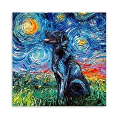 Kirklands Home Canvas Art|Aja Trier Black Lab Starry Night Canvas Print