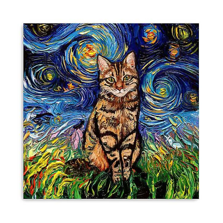 Kirklands Home Canvas Art|Aja Trier Brown Tabby Starry Night Canvas Print