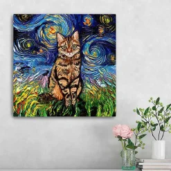 Kirklands Home Canvas Art|Aja Trier Brown Tabby Starry Night Canvas Print
