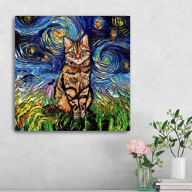 Kirklands Home Canvas Art|Aja Trier Brown Tabby Starry Night Canvas Print
