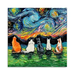Kirklands Home Canvas Art|Aja Trier Cat Friends Starry Night Canvas Print