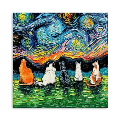 Kirklands Home Canvas Art|Aja Trier Cat Friends Starry Night Canvas Print