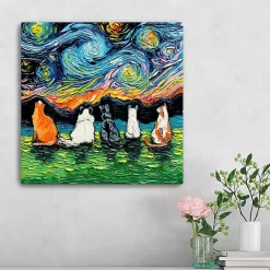 Kirklands Home Canvas Art|Aja Trier Cat Friends Starry Night Canvas Print