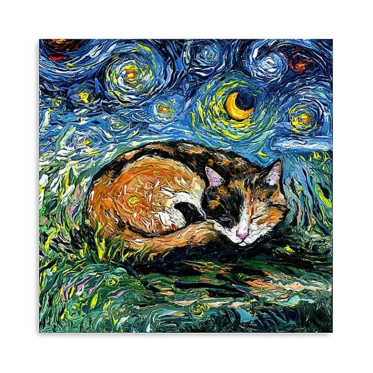 Kirklands Home Canvas Art|Aja Trier Sleepy Calico Starry Night Canvas Print