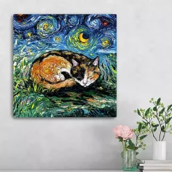 Kirklands Home Canvas Art|Aja Trier Sleepy Calico Starry Night Canvas Print