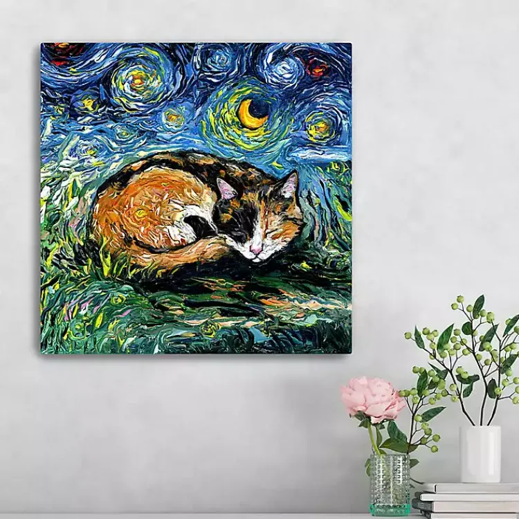 Kirklands Home Canvas Art|Aja Trier Sleepy Calico Starry Night Canvas Print