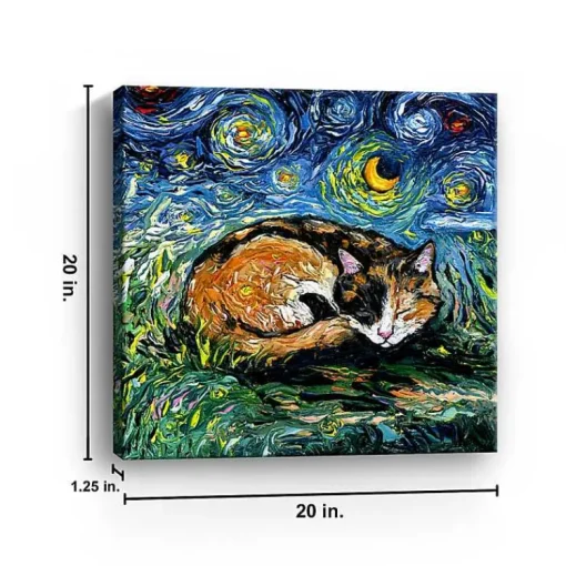 Kirklands Home Canvas Art|Aja Trier Sleepy Calico Starry Night Canvas Print