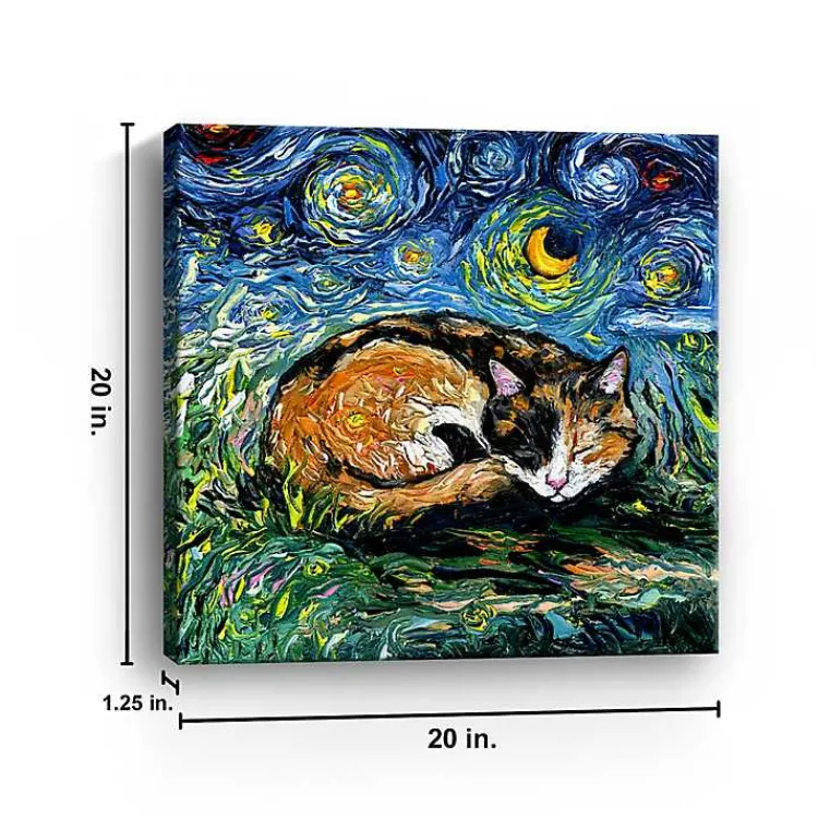 Kirklands Home Canvas Art|Aja Trier Sleepy Calico Starry Night Canvas Print