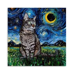 Kirklands Home Canvas Art|Aja Trier Tabby Cat Starry Night Canvas Art Print