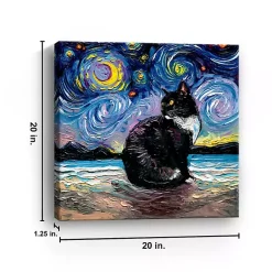 Kirklands Home Canvas Art|Aja Trier Tuxedo Cat Starry Night Canvas Art Print