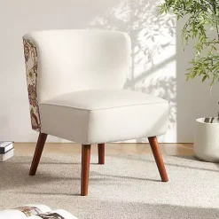 Kirklands Home Accent Chairs|Alex Upholstered Floral Back Accent Chair Ivory