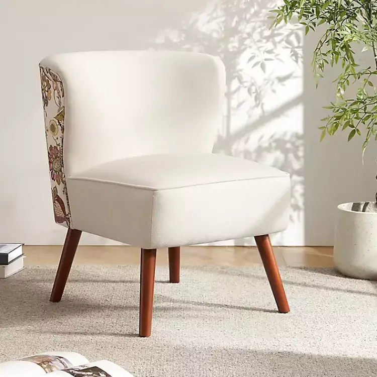 Kirklands Home Accent Chairs|Alex Upholstered Floral Back Accent Chair Ivory