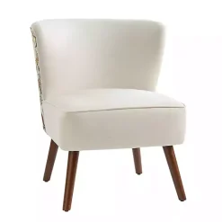 Kirklands Home Accent Chairs|Alex Upholstered Floral Back Accent Chair Ivory
