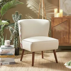 Kirklands Home Accent Chairs|Alex Upholstered Floral Back Accent Chair Ivory