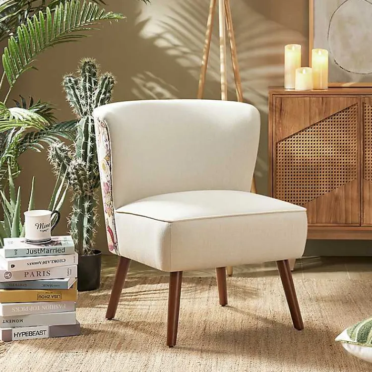 Kirklands Home Accent Chairs|Alex Upholstered Floral Back Accent Chair Ivory