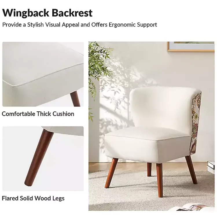 Kirklands Home Accent Chairs|Alex Upholstered Floral Back Accent Chair Ivory