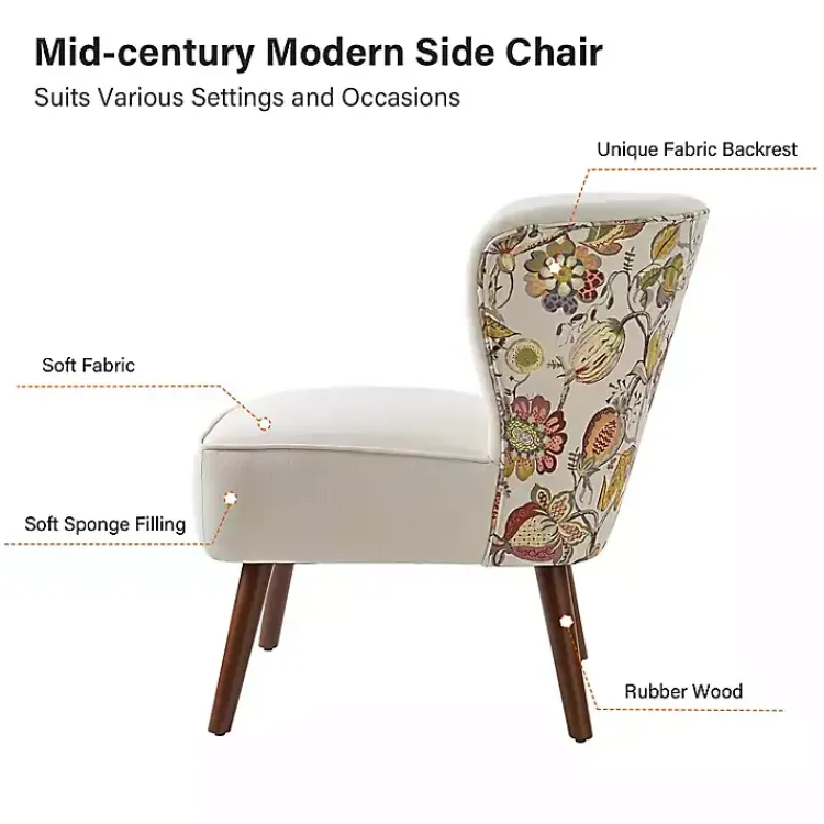 Kirklands Home Accent Chairs|Alex Upholstered Floral Back Accent Chair Ivory