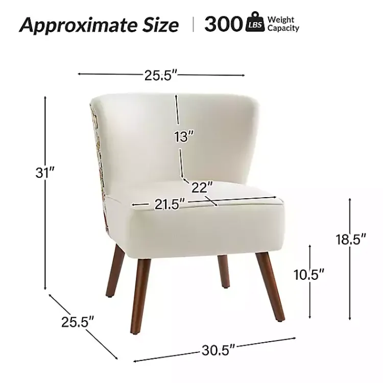 Kirklands Home Accent Chairs|Alex Upholstered Floral Back Accent Chair Ivory