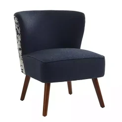 Kirklands Home Accent Chairs|Alex Navy Upholstered Floral Back Accent Chair Blue