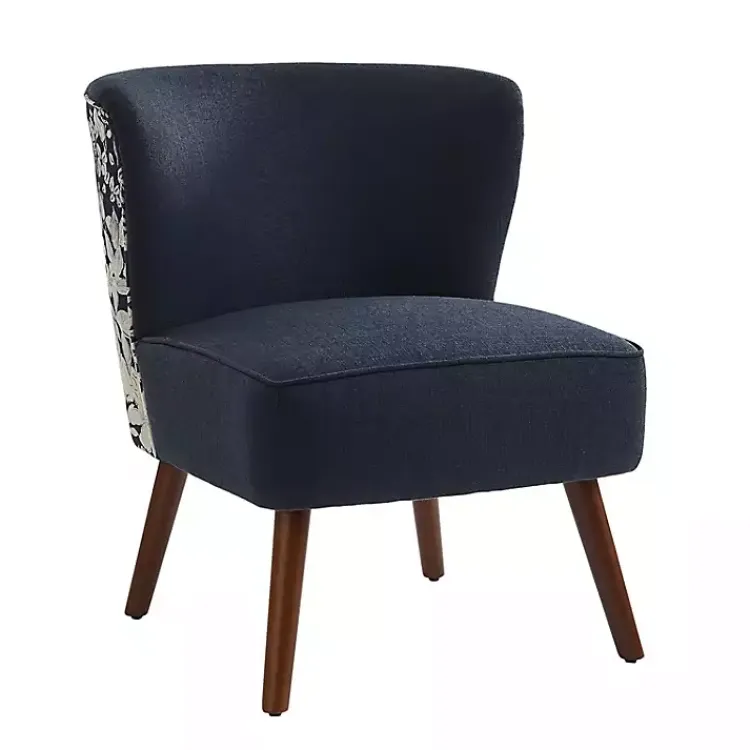 Kirklands Home Accent Chairs|Alex Navy Upholstered Floral Back Accent Chair Blue