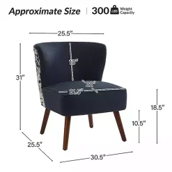 Kirklands Home Accent Chairs|Alex Navy Upholstered Floral Back Accent Chair Blue