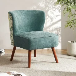 Kirklands Home Accent Chairs|Alex Teal Upholstered Floral Back Accent Chair Green