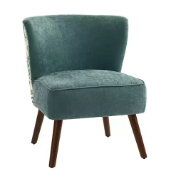 Kirklands Home Accent Chairs|Alex Teal Upholstered Floral Back Accent Chair Green