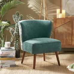 Kirklands Home Accent Chairs|Alex Teal Upholstered Floral Back Accent Chair Green