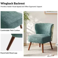 Kirklands Home Accent Chairs|Alex Teal Upholstered Floral Back Accent Chair Green