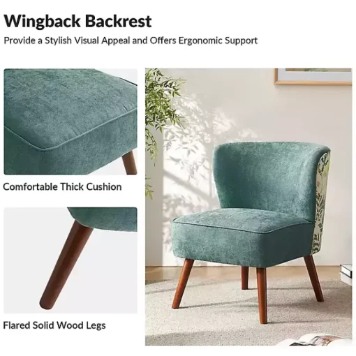Kirklands Home Accent Chairs|Alex Teal Upholstered Floral Back Accent Chair Green