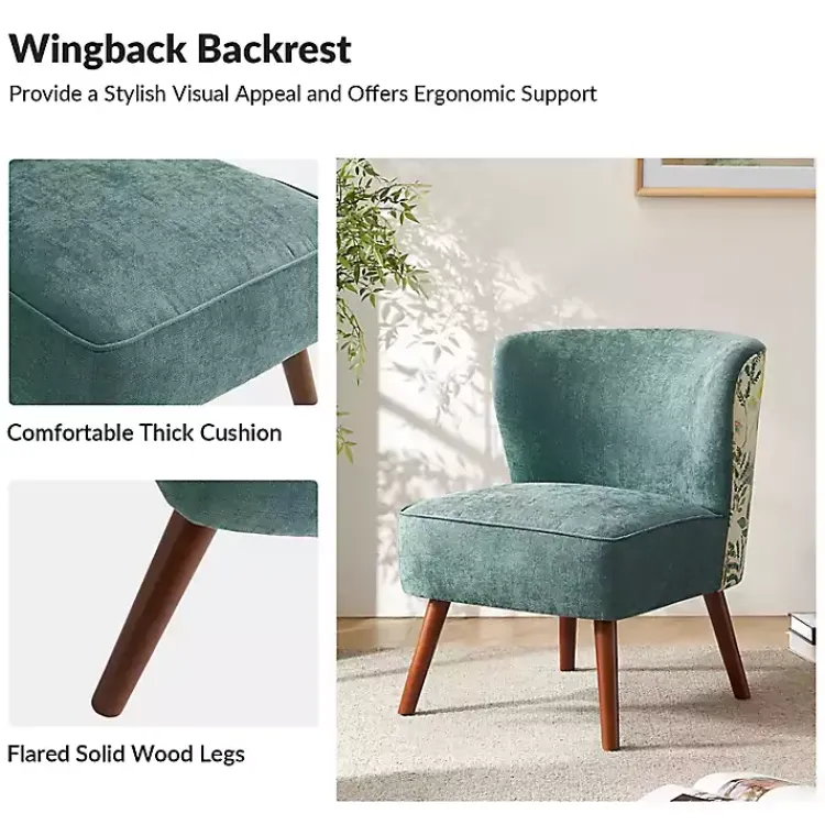 Kirklands Home Accent Chairs|Alex Teal Upholstered Floral Back Accent Chair Green
