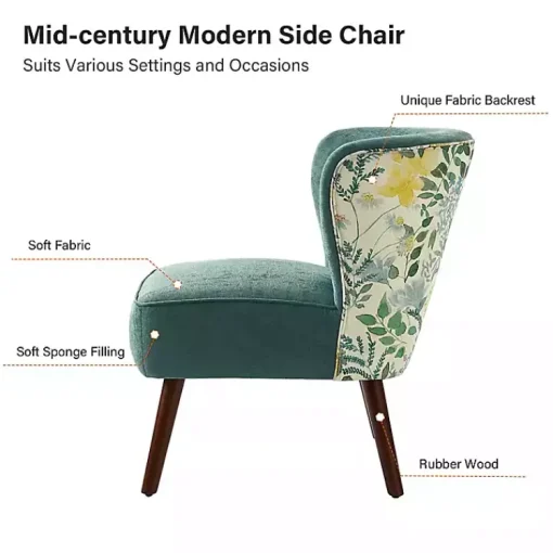 Kirklands Home Accent Chairs|Alex Teal Upholstered Floral Back Accent Chair Green