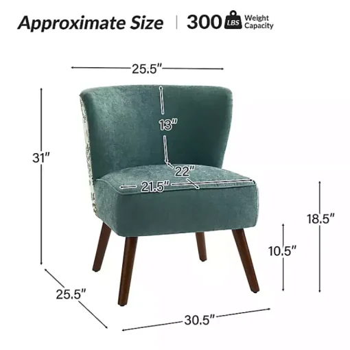 Kirklands Home Accent Chairs|Alex Teal Upholstered Floral Back Accent Chair Green