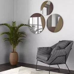 Kirklands Home Decorative Mirrors|Alexander Round Metal Wall Mirrors, Set of 3