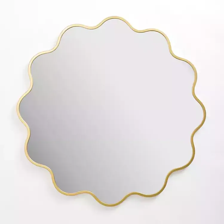 Kirklands Home Decorative Mirrors|Alexandria Gold Scalloped Wall Mirror
