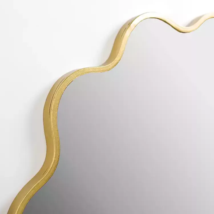 Kirklands Home Decorative Mirrors|Alexandria Gold Scalloped Wall Mirror