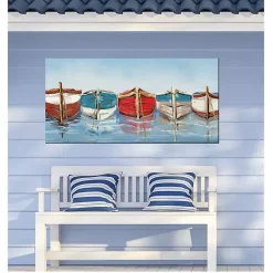 Kirklands Home Outdoor Wall Decor|All in a Row Outdoor Canvas Art Print Blue