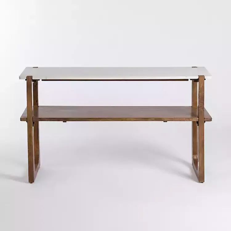 Kirklands Home Console Tables|Allen Wood and Marble Console Table
