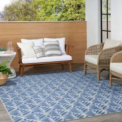 Kirklands Home Outdoor Rugs|Aloha Botanical Indoor/Outdoor Rug, 3x5 Blue