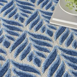 Kirklands Home Outdoor Rugs|Aloha Botanical Indoor/Outdoor Rug, 6x9 Blue