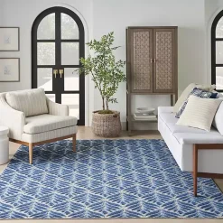 Kirklands Home Outdoor Rugs|Aloha Botanical Indoor/Outdoor Rug, 6x9 Blue