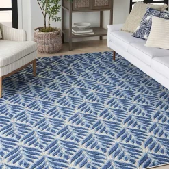 Kirklands Home Outdoor Rugs|Aloha Botanical Indoor/Outdoor Rug, 7x10 Blue