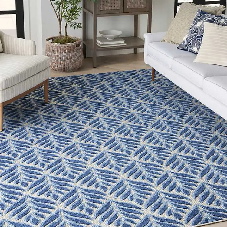 Kirklands Home Outdoor Rugs|Aloha Blue Botanical Indoor/Outdoor Area Rug, 9x12