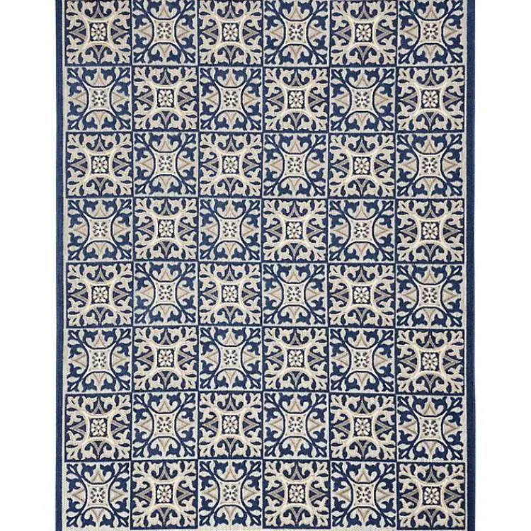 Kirklands Home Outdoor Rugs|Aloha Blue Geometric Indoor/Outdoor Area Rug, 5x7