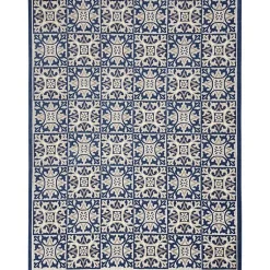 Kirklands Home Outdoor Rugs|Aloha Blue Geometric Indoor/Outdoor Area Rug, 6x9