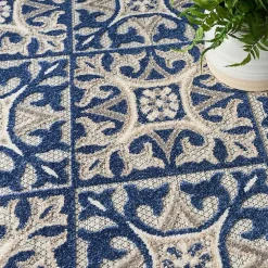 Kirklands Home Outdoor Rugs|Aloha Blue Geometric Indoor/Outdoor Area Rug, 6x9