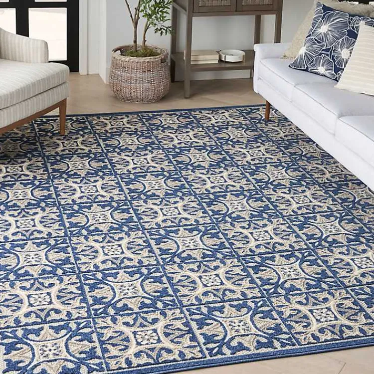 Kirklands Home Outdoor Rugs|Aloha Blue Geometric Indoor/Outdoor Area Rug, 9x12